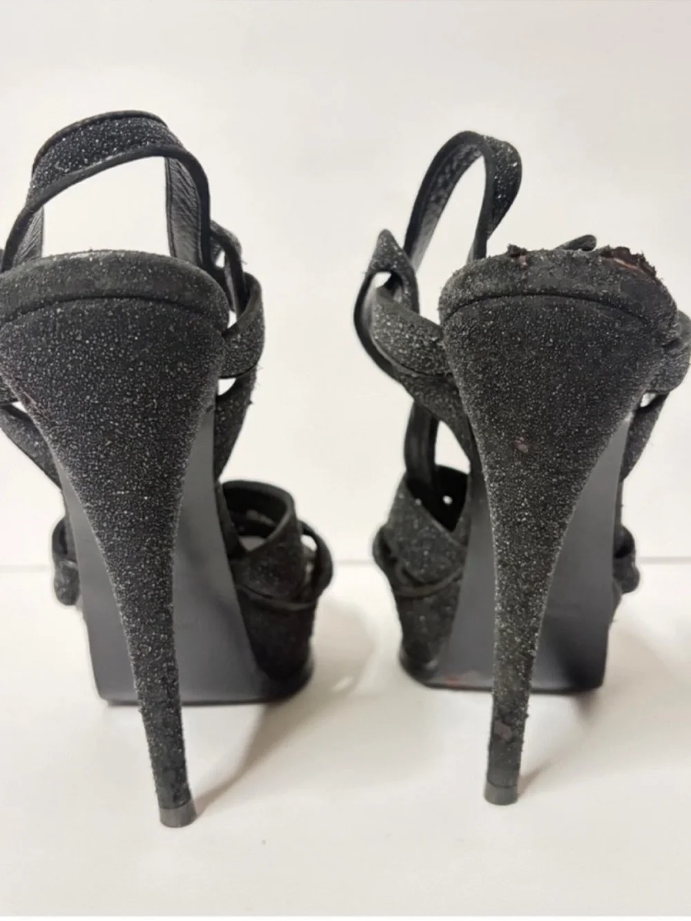 Saint Laurent Tribute 105 Platform Sandals Calfskin Black size 39.5